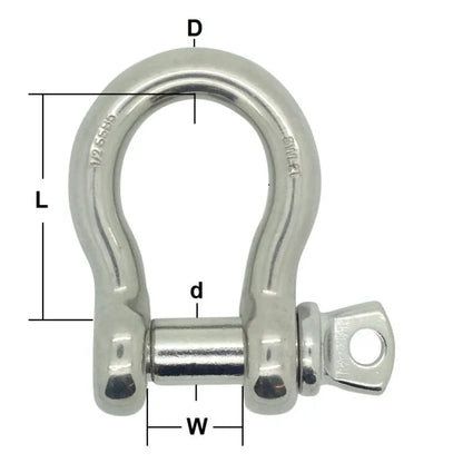 RiggFix Load Rated Stainless Steel Screw Pin Bow Shackle