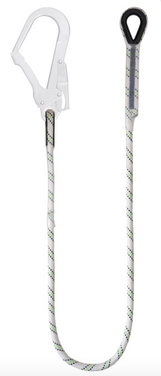  1m or 1.5m or 2m Restraint Kernmantle Rope Lanyard - 11mm Diameter - Thimble Eye 1 End, Scaff Hook other End