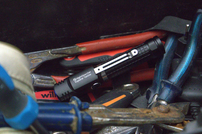 NightSearcher Explorer Twister rechargeable torch in use