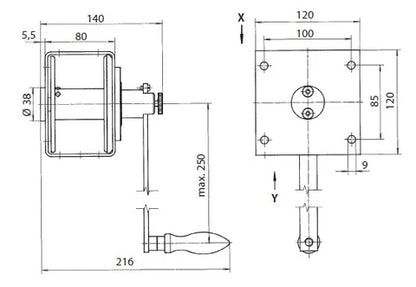 WIMAG - SW100 100kg Braked Rope Manual Winch