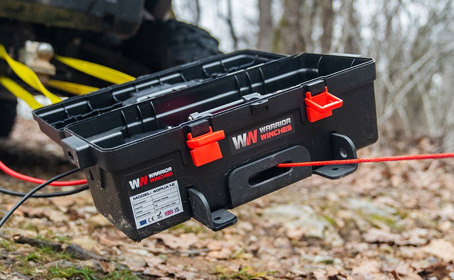 Trojan Portable Utility 12v (1814kg) Winch with Synthetic Rope in operation