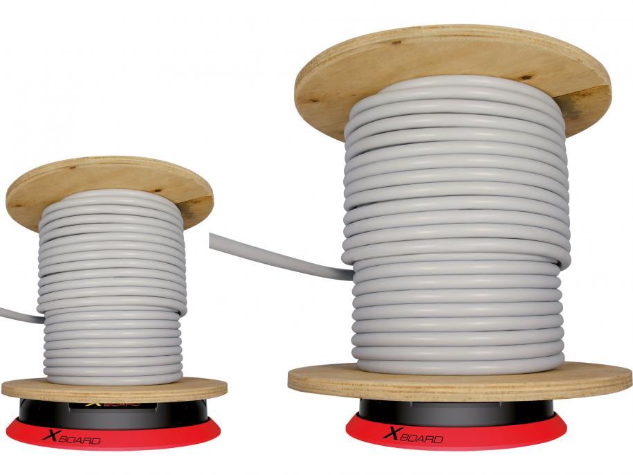 Red and Black RUNPOTEC X Board XB 300 Cable Roller with drum (not supplied)