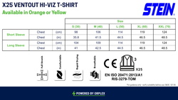 STEIN -  X25 VENTOUT Hi-Viz T-Shirt Long Sleeve - Orange - Assorted Sizes