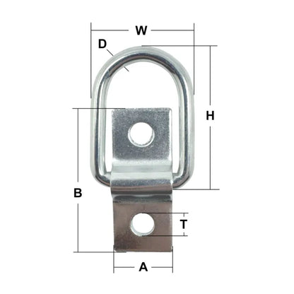 Zinc_Plated_5mm_Dee_Ring_Cleat_No._360 main dimensions from RiggingUK
