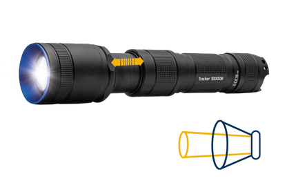 Tracker 1000 Zoom - 1000 Lumens - Adjustable Zoom Spot to Flood Beam, Rechargeable Flashlight