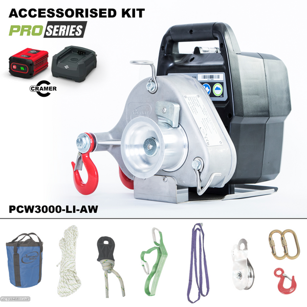 PCW3000 Battery Pulling Winch - Max Pulling Force 1000kg - Winching Kit