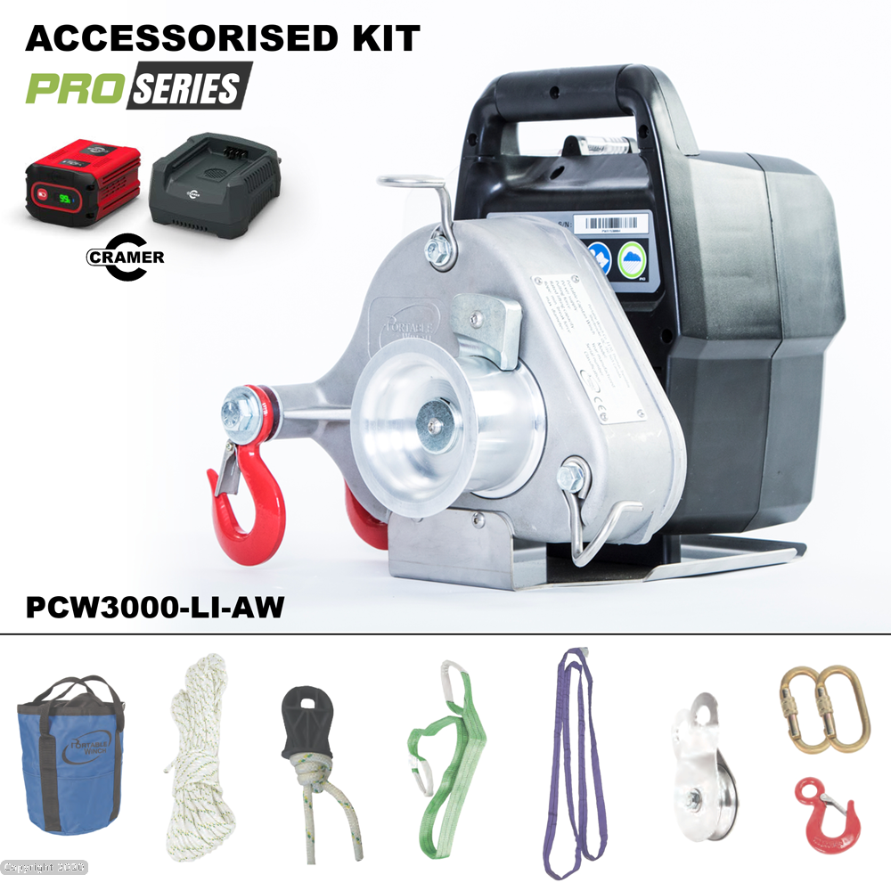 PCW3000 Battery Pulling Winch - Max Pulling Force 1000kg - Winching Kit