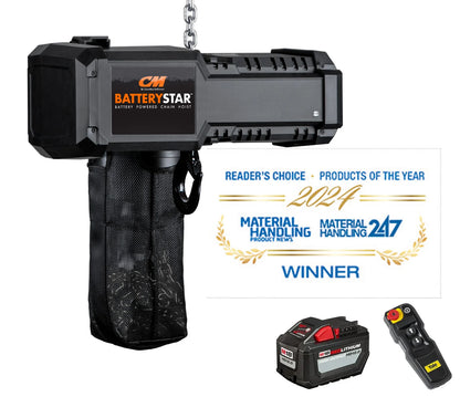 CM BatteryStar 1000kg Battery Powered Chain Hoist with battery and charger