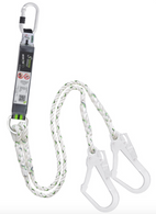 Kratos - Y Forked Shock Absorbing Twisted Rope Twin Lanyard with Scaff Hooks 1.5m