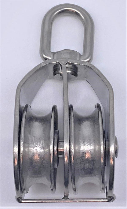 Stainless Steel AISI 316 Double Pulley Block with Swivel Eye