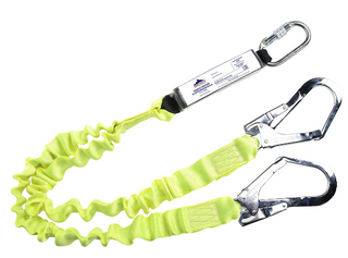  Portwest - Double Elasticated Lanyard With Shock Absorber Yellow - Length 1.8m