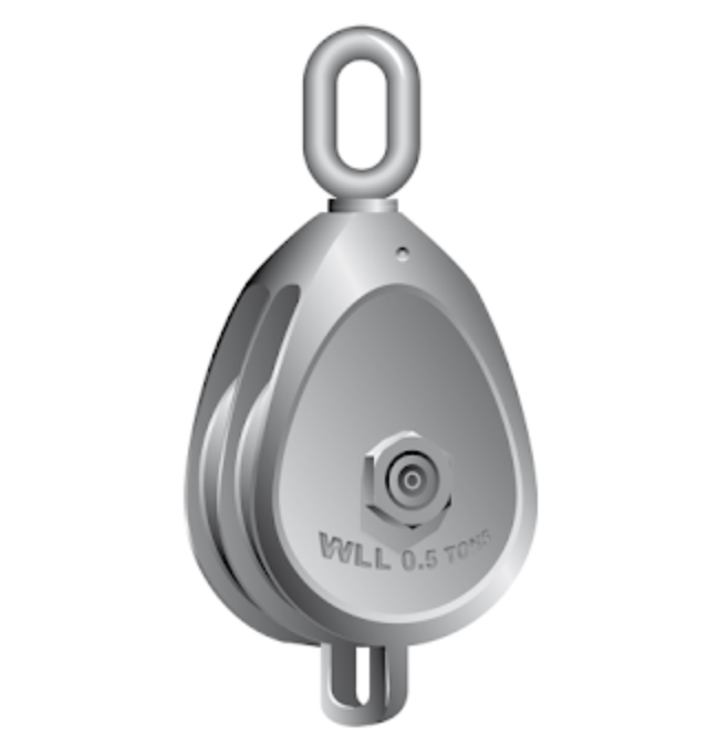 Galvanised Malleable Iron Block Oval Eye Treble / 6inch / 24mm