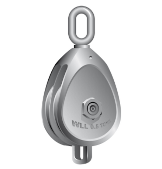 Galvanised Malleable Iron Block Oval Eye Treble / 6inch / 24mm