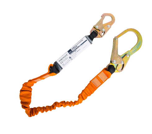 Single 140kg Lanyard with Shock Absorber Black/Orange
