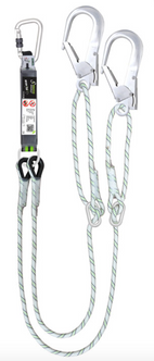2m Gravity Y Forked Aluminium Adjustable Shock Absorbing Lanyard with Twin Scaff Hooks 2m