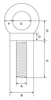 Technical drawing of GT Long Shank Collared Eyebolt Metric Thread