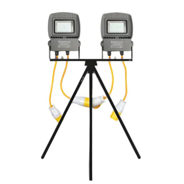 NightSearcher LinkStar AC Linkable Floodlight - Twin Head with Tripod