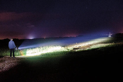 Grey and Black NightSearcher ProStar 10000 Lumens rechargeable searchlight in use