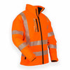 Orange safety jacket with reflective stripes on a white background