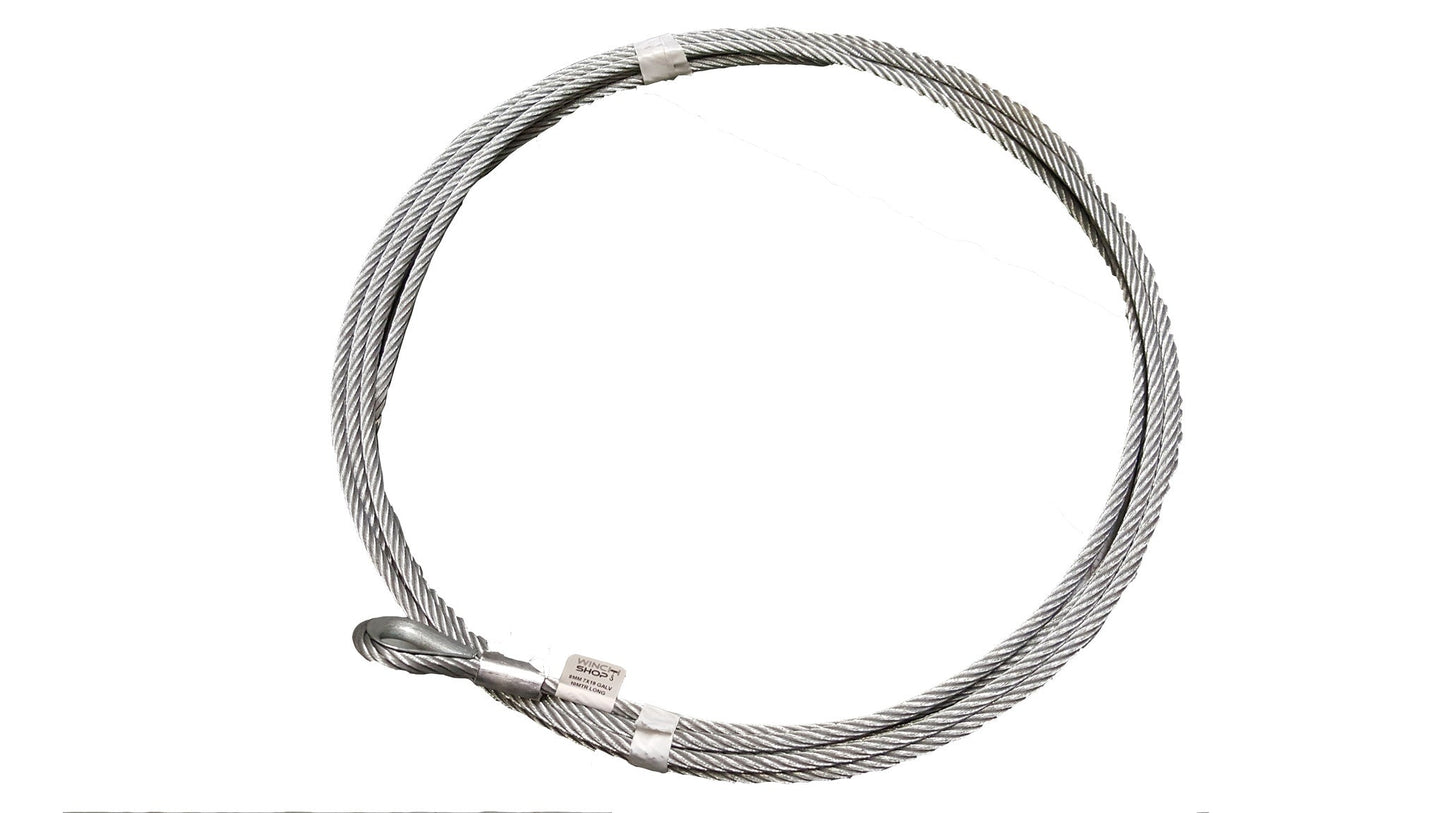8mm 7 x 19 Galvanised Wire Rope, 10 metres long