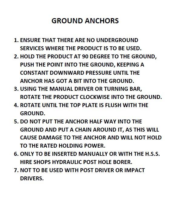 Heavy Duty Ground Anchor Points Specification