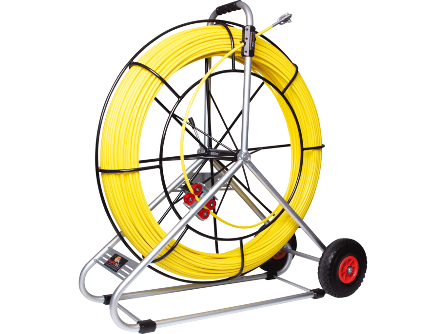 FIBERGLASS ROD Ø 9MM WITH STEEL CAGE INCL. NEW DOUBLE-OUTLET SYSTEM 150m