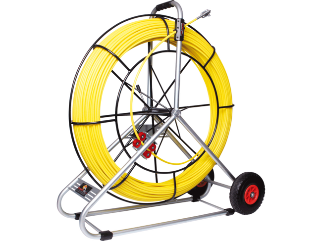 FIBERGLASS ROD Ø 9MM WITH STEEL CAGE INCL. NEW DOUBLE-OUTLET SYSTEM 150m