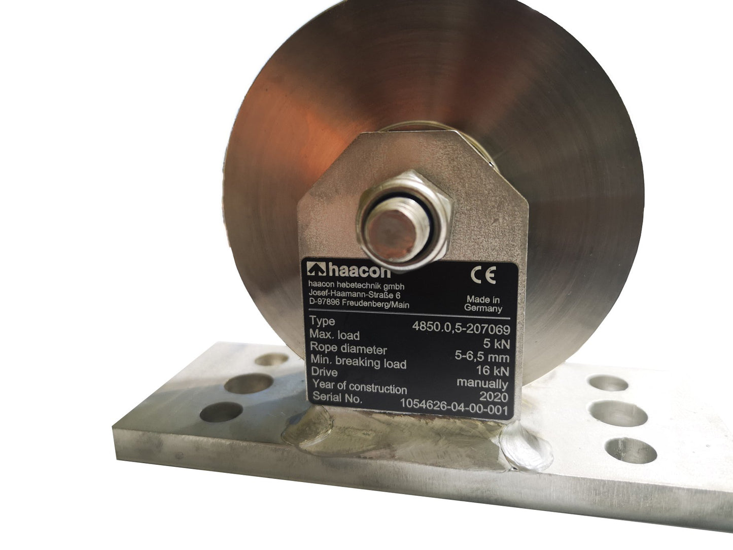 Haacon 500kg SWL - Stainless Steel 304 Pulley - 100mm ø - Rope ø 5-6.5mm