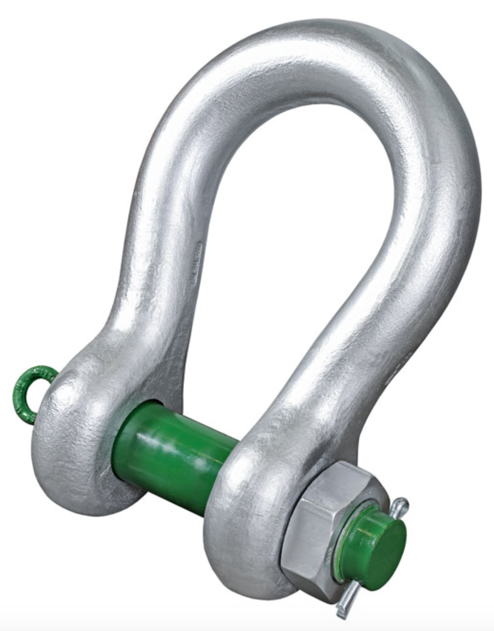 Green Pin Grade 8 Heavy Duty Bow Shackle with Safety Nut & Bolt Pin