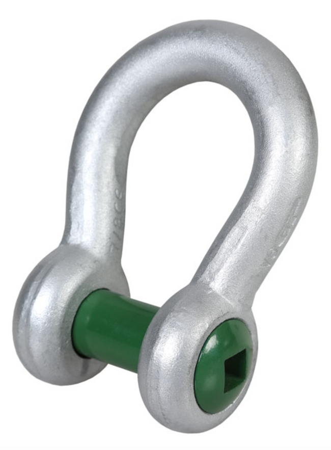 Green Pin Grade 6 Square Sunken Hole Bow Shackle