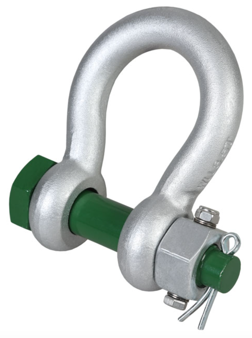 Green Pin Grade 6 Standard Bow Shackle with Fixed Nut Safety Pin