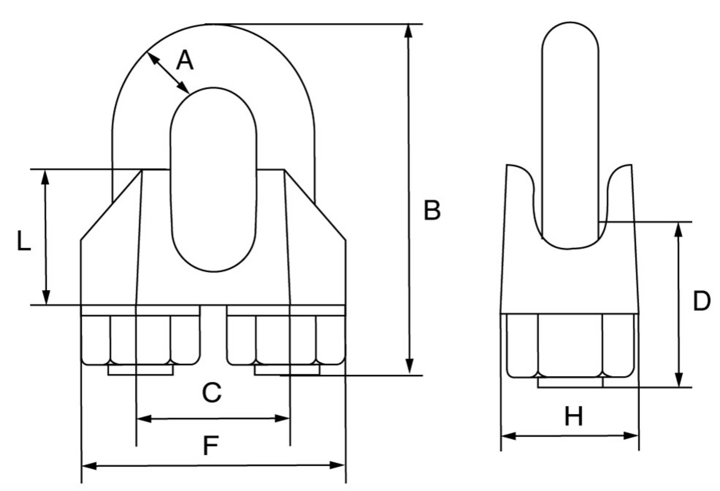 Wire Rope Grip Dimensions