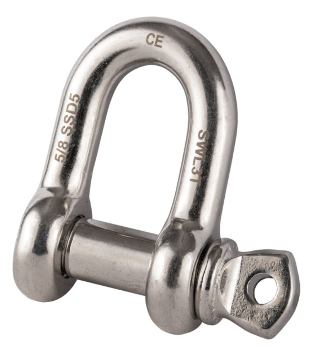 Stainless Steel Load Rated Screw Collar Pin Dee Shackle