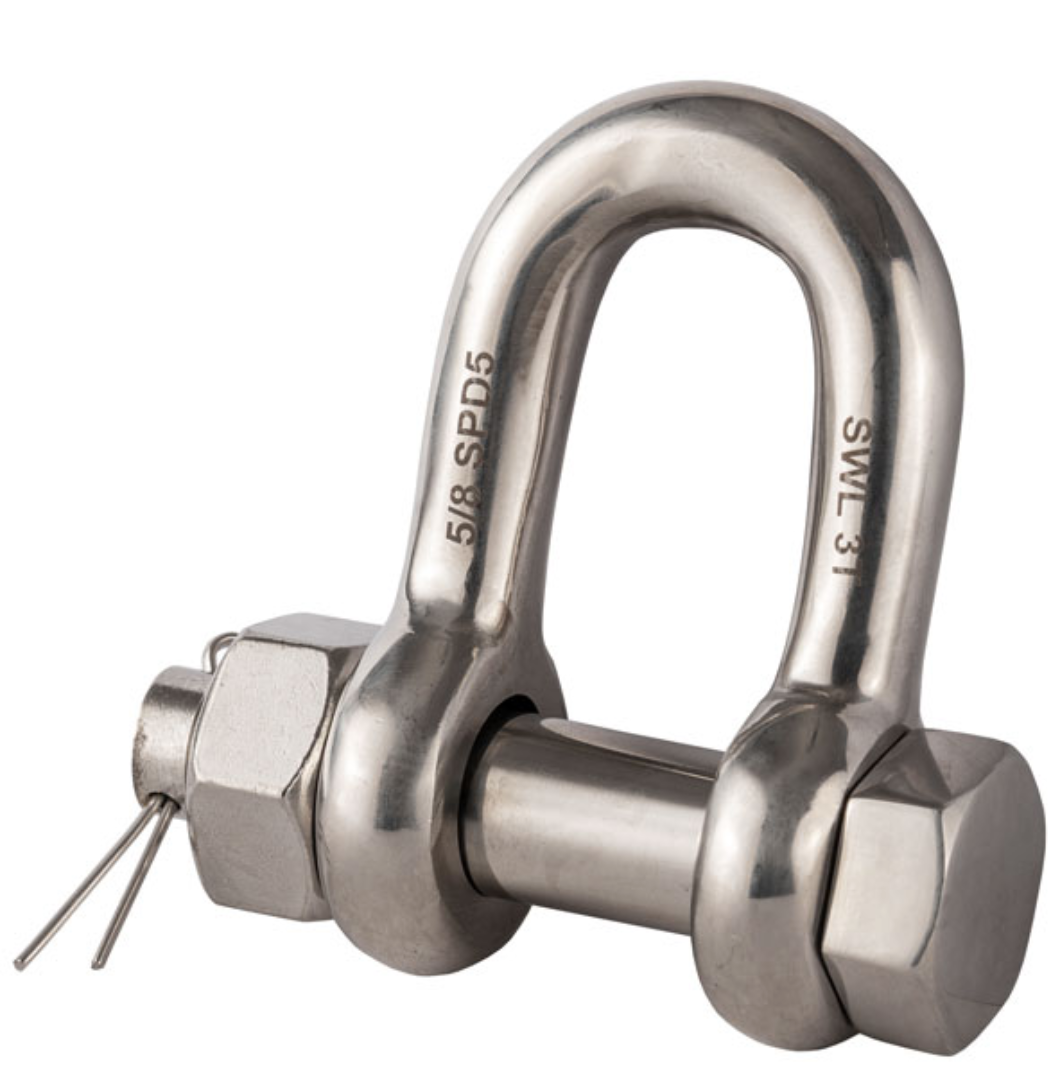 Stainless Steel Load Rated Safety Nut and Bolt Pin Dee Shackle