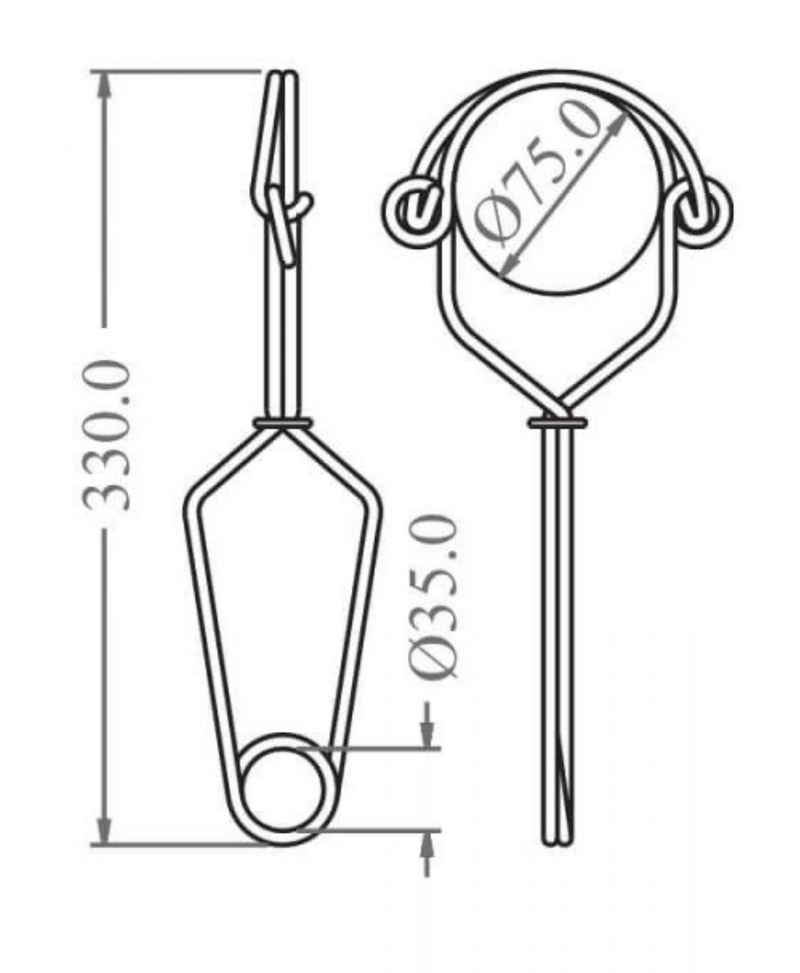 Dimensions for Small INOX Anchorage Hook