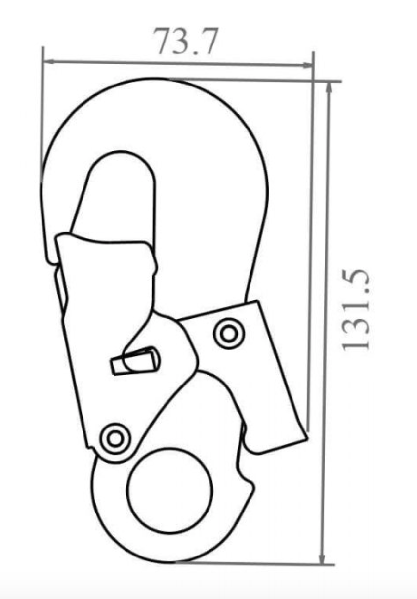 Dimensions for Aluminium Double Action Snap Hook