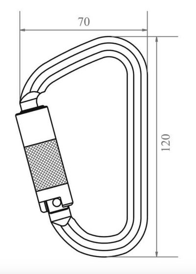 Dimensions for Quarter Turn Locking Keylock Karabiner