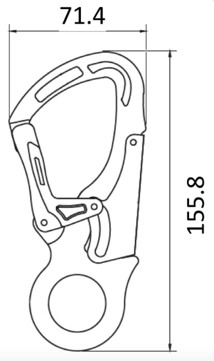 Dimensions for Aluminium Double Action Keylock Hook