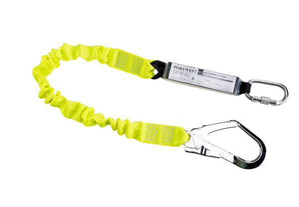 Portwest - Single Elasticated Lanyard With Shock Absorber - Length 1.8m - Scaff Hook