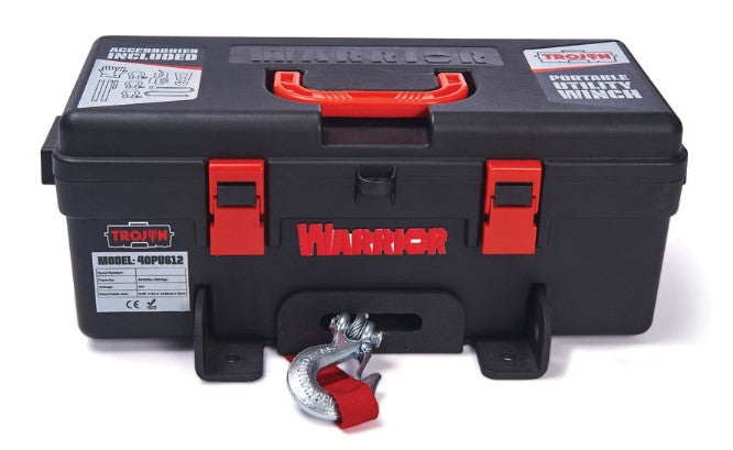 Trojan Portable Utility 12v (1814kg) Winch with Synthetic Rope