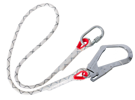 Portwest - Single Kernmantle Restraint Lanyard - White - Length 1.8m - with Scaff Hook