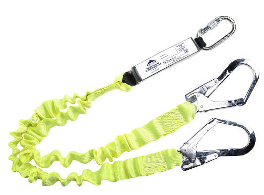 Portwest - Double Elasticated Lanyard With Shock Absorber Yellow - Length=1.8m