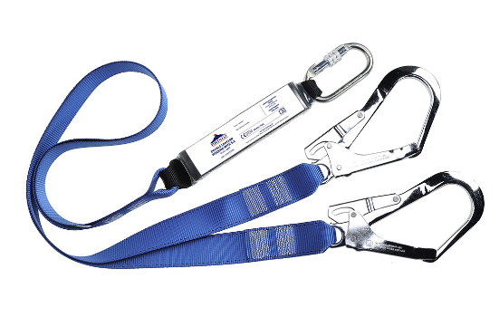 Portwest - Double Webbing Lanyard With Shock Absorber Royal Blue - Length 1.8m - with Scaff Hooks