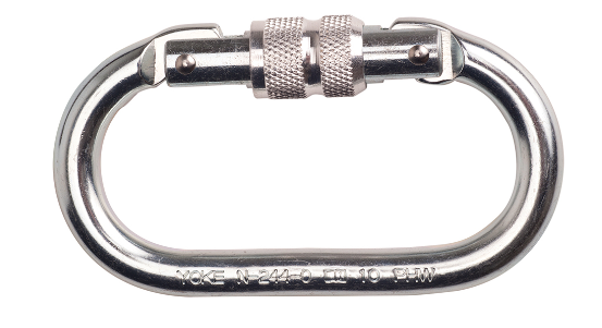 Portwest -  Screwgate Oval Carabiner  Connector Silver - 25kN
