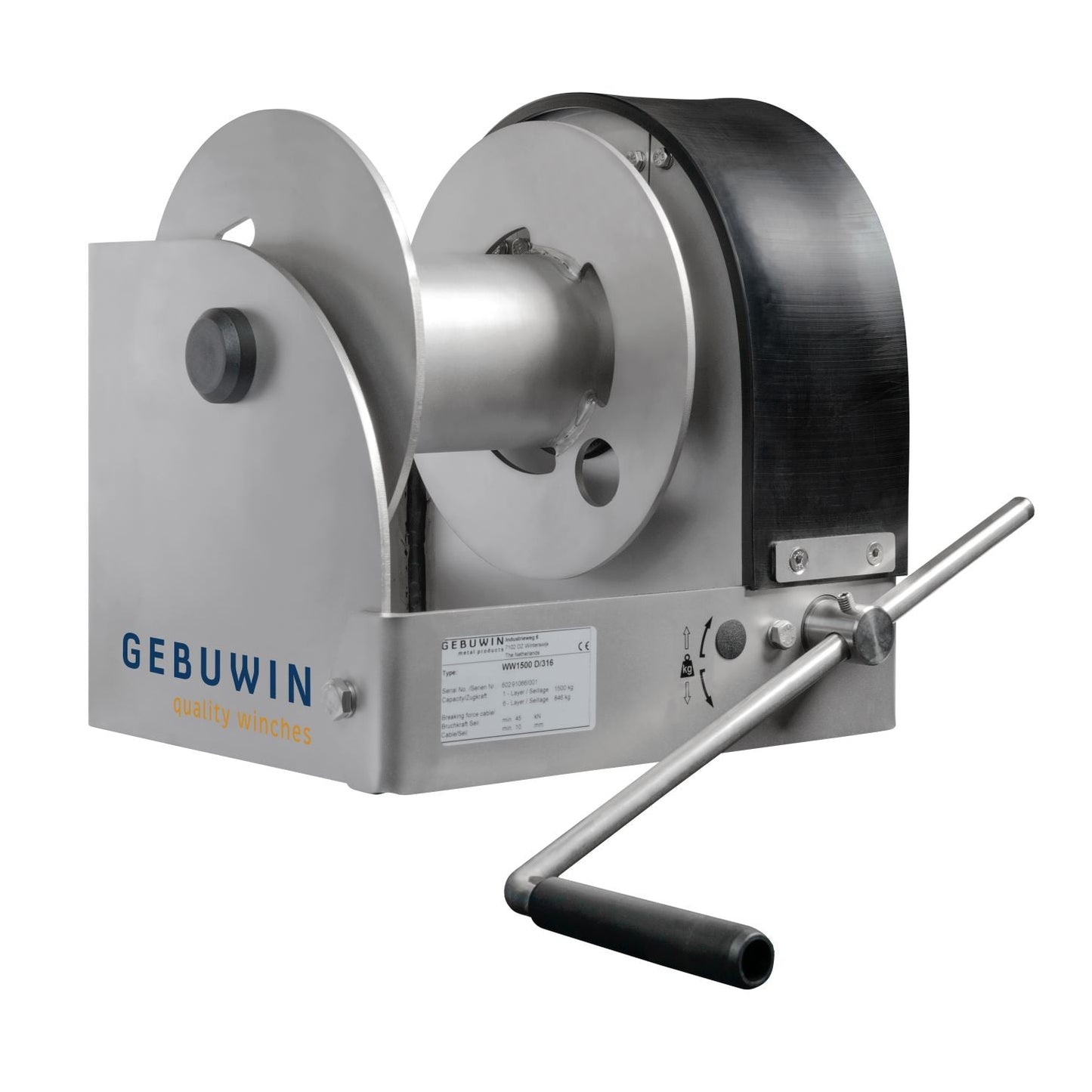 GEBUWIN - Stainless Steel Worm Gear Hand Winch 1500kg (MR1500 SST316)