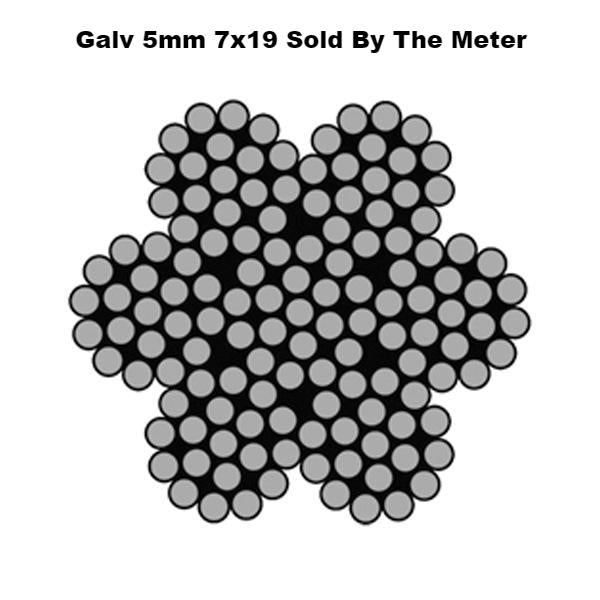 5mm By the Meter 7 x 19 Galvanised Wire Rope