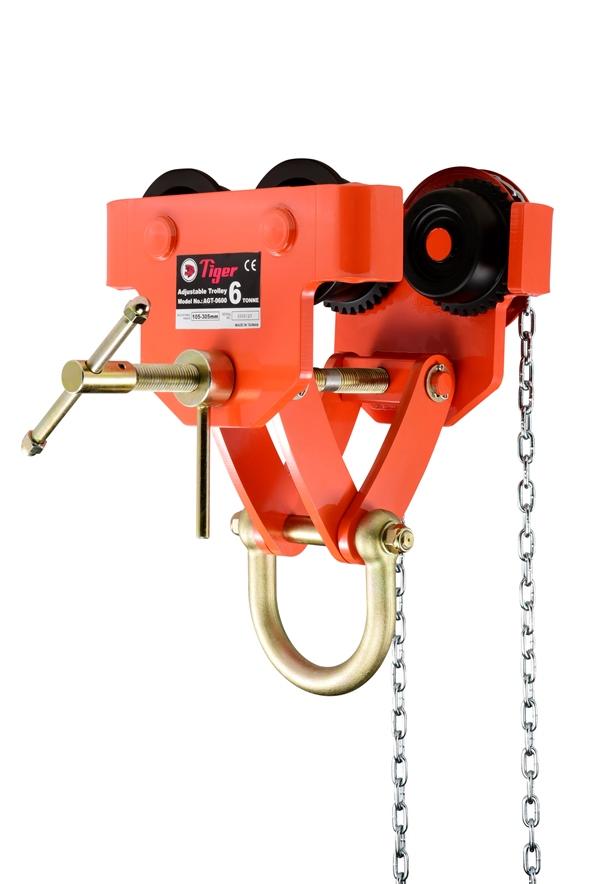TIGER 6.0t ADJUSTABLE GEARED TROLLEY TYPE AGT (with lockable adjustment to spindle bar)