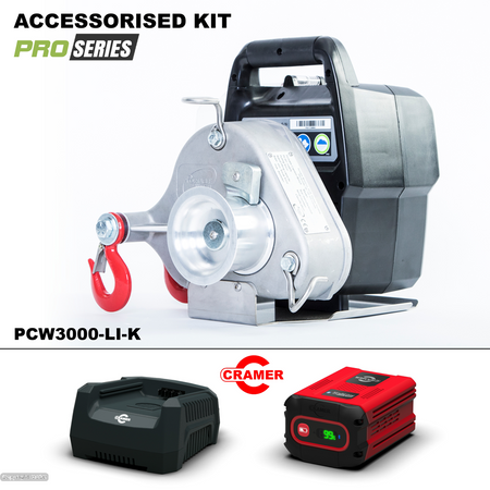 Portable Winch Battery Capstan Winch Kit (PCW3000-LI-K) 1000kg (Inc Cramer Battery & Charger)